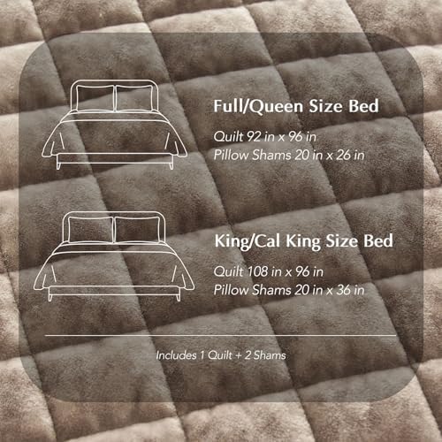 RECYCO Channel Box Stitch Velvet Quilt Set, King Size, Natural Tan - Image 6