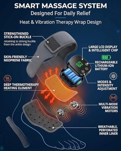 Foot Massager with 5 Heat Levels, Electric Heated Triple Vibration Feet & Ankle Massager for Pain Relief, Portable Heating Foot Massage for Mom & Dad, Valentine’s Day Gift 2026(Grey) - Image 6