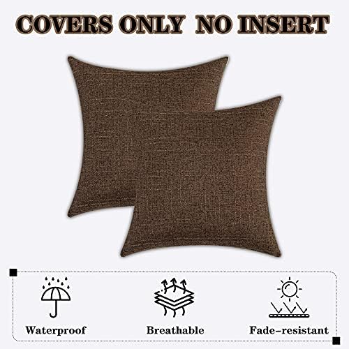 Kevin Textile Outdoor Waterproof 26”x26” Pillow Covers 2 Pack, Brown - Image 7