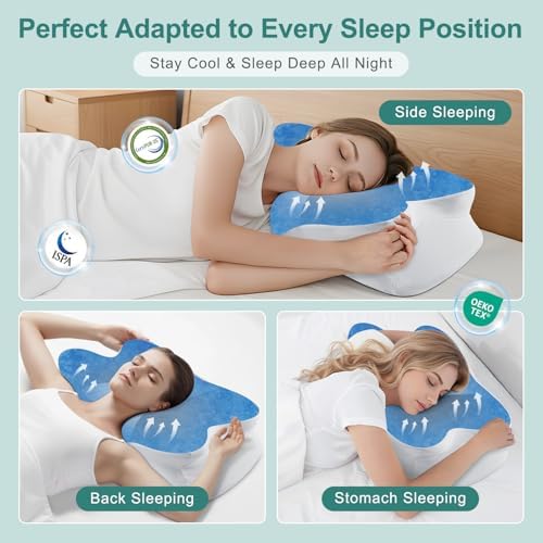 DONAMA Cervical Pillow for Sleeping, Contour Memory Foam Pillow for Neck and Shoulder Support, Ergonomic Neck Pillow for Side Back Stomach Sleepers, Bed Pillows with Cooling Pillowcase - Image 5