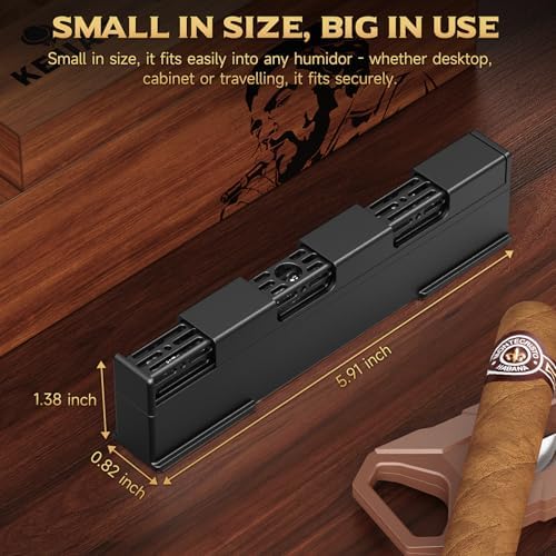KEJIAR Cigar Humidifier, Innovative Sliding Lid Cigar Humidor Accessories for Men, Humidor Humidifier with Manual Humidity Control, Cigar for Men Care Specialist-2 Piece (Black) - Image 2