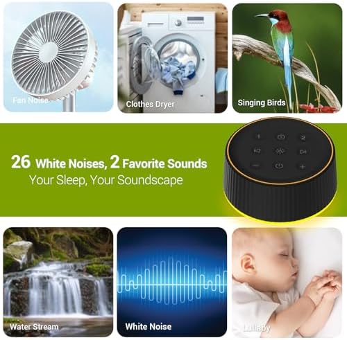 White Noise Machine,Black Sleep Sound Maker,26 Sounds - Image 2