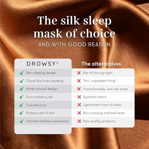 DROWSY Silk Sleep Mask - Face-Hugging, Padded Cocoon for Luxury Sleep in Total Darkness - 100% Pure Mulberry Silk (Tuscan Kiss) - Image 4