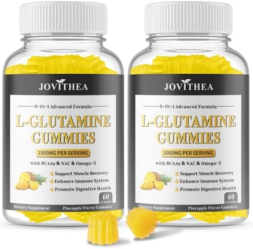 2 Pack L-Glutamine Gummies 1000mg, Glutamine Supplement for Women & Men, with BCAAs, Magnesium & NAC, Support Gut, Muscle Health & Immunity, Vegan, Gluten Free, Keto Friendly, 120 Count by Unknown
