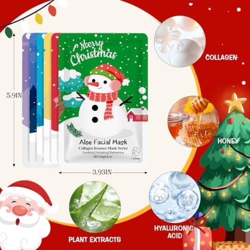 KONEUK 60 Pack Christmas Face Masks Skincare for Christmas Gift - Image 3