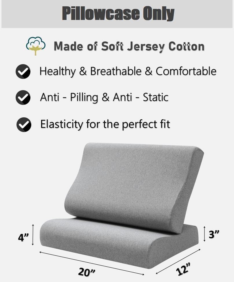Replacement Pillow Case,Zippered Pillow Cover for Memory Foam Neck Pillow,Soft Cotton Pillow Protector for Neck Cervical Pillow,Latex Pillow - Image 2