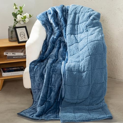 Aemicion Sherpa Weighted Blanket Queen Size 15lbs,Cozy Warm Heavy Blanket as Gifts for Women Men Adult,Soft Throw Blanket for Couch Sofa Bed,Slate Blue by Aemicion