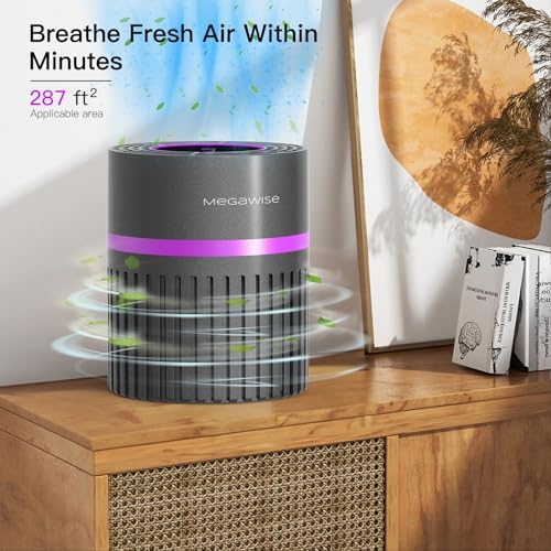 MEGAWISE H13 HEPA Air Purifier for Home & Office, Desktop Air Cleaner with True HEPA Filter, Ultra-Quiet, Compact Design – EPI810 (Black, No Light) - Image 2