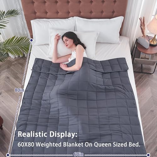 25 lbs weighted blanket Queen Size for Adults (60”x 80”, Grey) Cooling Heavy Blanket for Sleeping Perfect for 240-260 lbs, Winter Thick Breathable Blanket with Premium Glass Bead, Machine Washable - Image 2