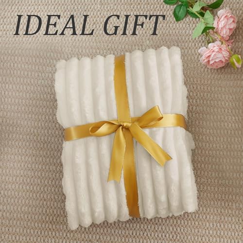 BEDELITE Ribbed Twin Blanket for Couch & Bed, Beige, 60"x80" - Image 6