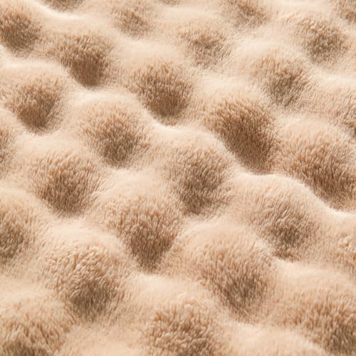 NEWCOSPLAY 3D Bubble Flannel Throw Blanket for Couch Brown, 90"×90" - Image 4