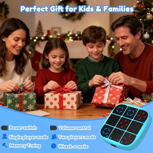 KOQQQ Rechargeable Tic-Tac-Toe Bolt Game, Upgraded 4-in-1 Handheld Puzzle Console, Electronic Educational Memory Game, Portable Travel Car Ride Board Games for Kids Adults (Blue) - Image 7