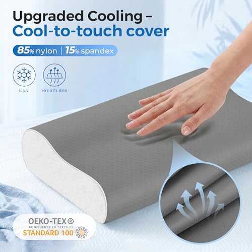 Elviros Cooling Memory Foam Neck Pillow Cervical Bed Pillow - Image 3