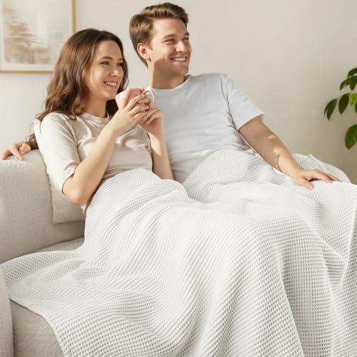 Exclusivo Mezcla 100% Cotton Oversized Waffle Throw Blanket for Couch Sofa - Image 2