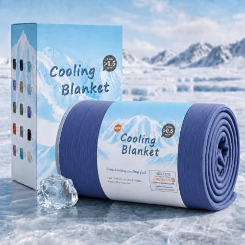 TOPCEE Cooling Blanket(60"x90"Twin Size)for Night Sweats Absorbs Heat to Keep Adults, Children Cool on Warm Nights, Q-Max 0.5 Cooling blankets for Hot Sleepers, Ultra-Cool Lightweight Blanket for Bed by Topcee%E2%80%94ForYourGoodSleep