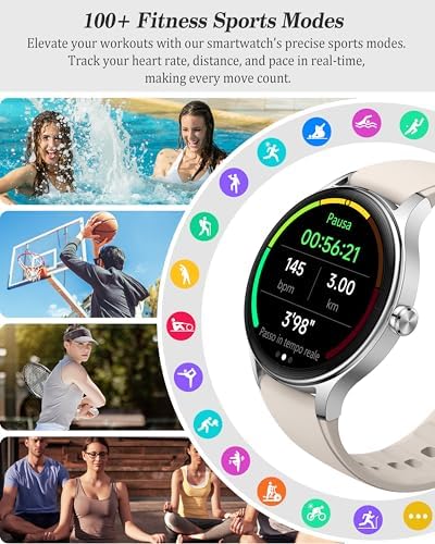 Smart Watch for Women, Ladies & Men, 1.27'' Fitness Watch [41mm case] with Call Receive/Dial, Heart Rate/Stress/Sleep Monitor, AI Voice, IP68 Waterproof Smartwatch with Calculator, Calendar, Games - Image 5