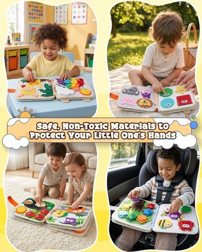 Montessori Busy Book, 8-Page Sensory Activity Toy, Giraffe - Image 6