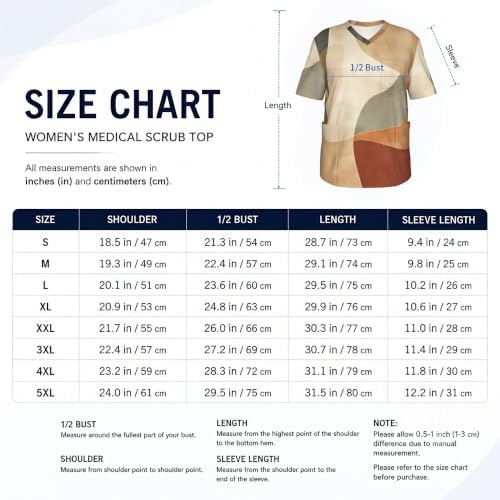 Men's Scrub Top,V-Neck Spill Wrinkle Resistant,3 Pockets-Minimal Abstract Shapes (8) - Image 5