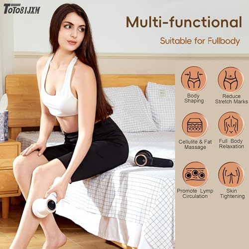 TOTO81JXM Handheld Cellulite Massager, Body Sculpting Machine, Lymphatic Drainage Device, Lipo Massage Roller for Stomach Belly Butt Arms Legs, Vibrating Massage Home Use Cordless & Mini (Black) - Image 3