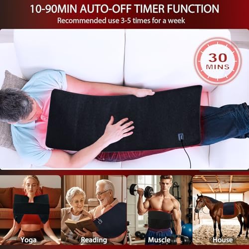 bonodave Red Infrared Light Therapy Mat for Body, 31.75" x 11.5" Red Light Pad Upgraded 3 Chips in 1 Beads 360pcs LEDs 660nm 850nm RLT Device for Body Back Shoulder Knee Joint Pain Relief, Ideal Gift - Image 6
