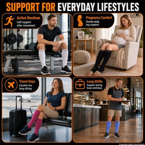 Doc Miller Open Toe Compression Socks, 20-30 mmHg, Knee High, Men & Women - Image 6
