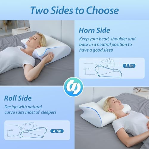 HOMCA Memory Foam Cervical Pillow, 2 in 1 Ergonomic Contour Orthopedic Pillow for Neck Pain, Contoured Support Pillows for Side Back Stomach Sleepers - Image 4