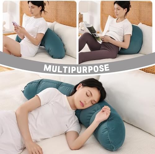 Peallow(Pat. Pend) – Long Round Body Pillow for Adults, Bolster Pillow for Sleeping, Soft and Supportive Pillow for Sleeping & Lumbar Support (Slate Blue,39") - Image 6