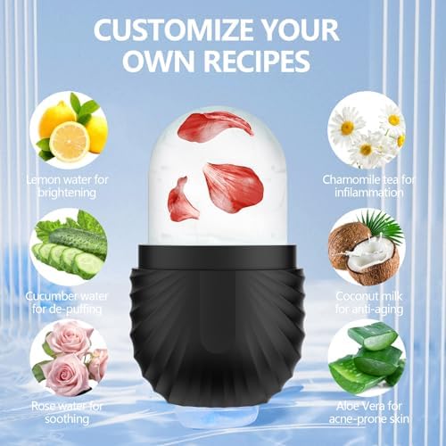 Ice Roller for Face and Eye, Reusable Silicone Ice Facial Roller Ice Holder, Face Ice Mold Skin Care, Ice Cube Roller for Shrink Pores Anti Wrinkle Reduce Puffiness, Black - Image 6