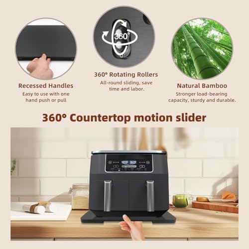 360°Rolling Tray Bamboo Appliance Slider for Breville Espresso Machine - Image 4