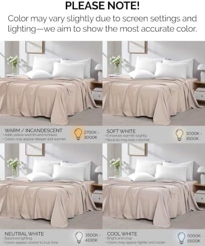 King Size Flat Sheets Only 112x102 King Size Top Sheet 2 Pack Natural Beige - Image 5