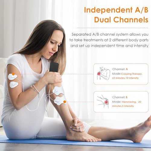 TENS Unit Muscle Stimulator 36 Modes, Rechargeable Dual Channel TENS Machine for Pain Relif Muscle Massager with 12 Premium Electrode Pads and Dust-Proof Storage Bag MH-1088 - Image 5