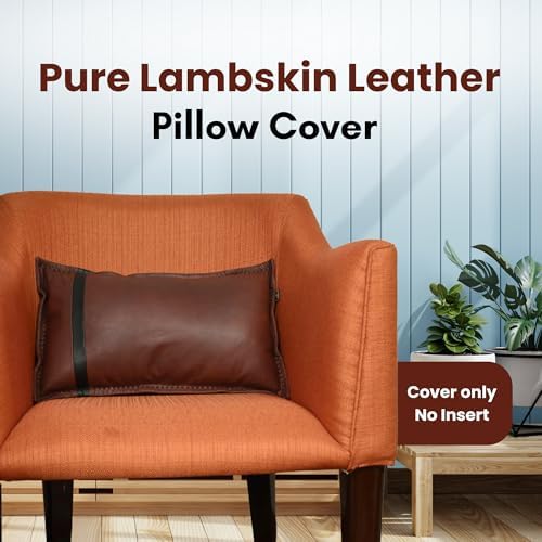 LL LEATHER LOVERS Genuine Lambskin Leather Pillow Cover, 10x18 Inch Case for Lumbar Throw Couch Pillows, Thick & Soft Cushion Covers for Sofa Bed Home Decor (Dark Brown & Black Box Pack of 2) - Image 2
