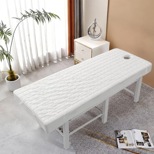 Massage Table Sheets Massage Table Topper Washable Massage Table Pad with Face Hole Polyester Fiber Lash Bed Foam Topper for Spa Salon Tattoo Home Estheticians Gift (White,Bed Not Included) by WinmistGlimpse