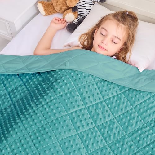 yescool Weighted Blanket 3 Pounds Teal Heavy Blankets, Microfiber Weighted Throw Blanket Breathable Warm Fleece Minky Blanket for 20-40lbs, 36"x48" by yescool