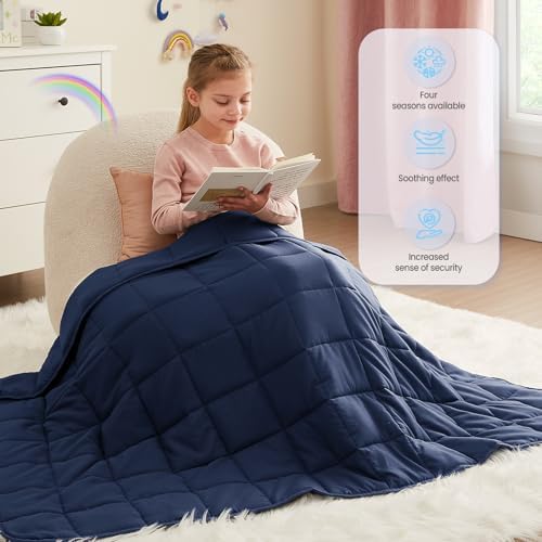 Weighted Blanket - 7 lbs Navy Blue Heavy Blanket - Small Size Breathable Lap Blanket(41"x60", 7 lbs) - Image 3