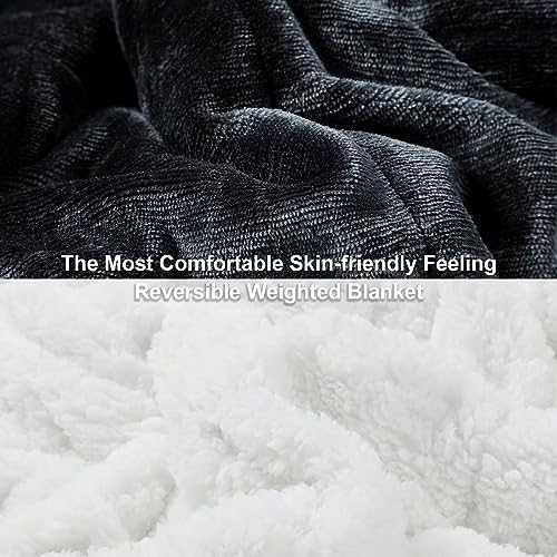 Alomidds Weighted Blanket Twin 20 Pounds, Adult Weighted Blankets with Soft Plush Flannel Fleece & Cozy Warm Sherpa for Sofa Bed, Microfiber Heavy Blanket Great for Sleeping, 48 x 72inches,Dark Grey - Image 2