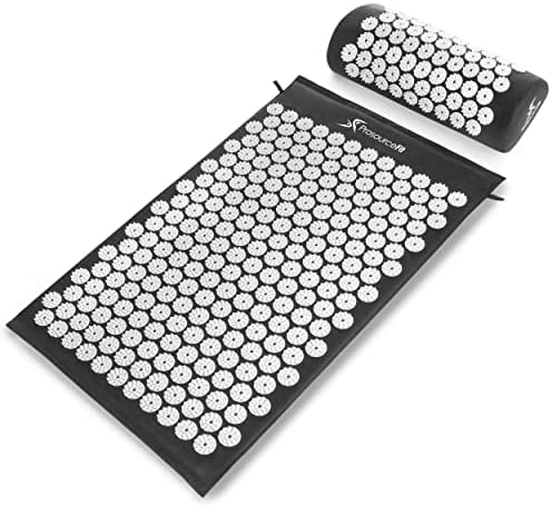 ProsourceFit Acupressure Mat and Pillow Set for Back/Neck Pain Relief and Muscle Relaxation, Black by PROSOURCE