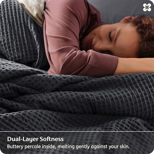 Bedsure PureWoven Cotton Waffle Weave Duvet Cover, Queen, Duvet Cover Only - Image 4