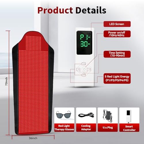 Full Body Red Light Therapy Mat with 1707 LEDs, 73" x 36" - Image 2