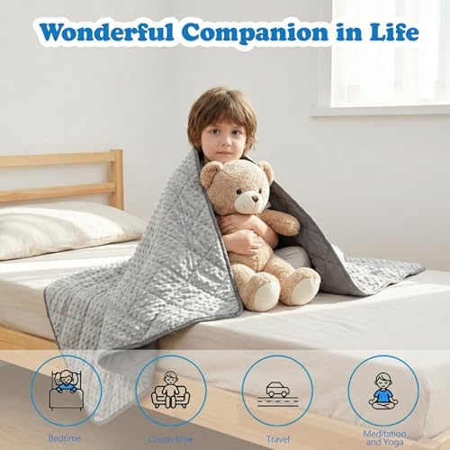 MAXTID Weighted Blanket for Kids, 4lbs Grey 36x48 inches, Reversible Heavy - Image 3