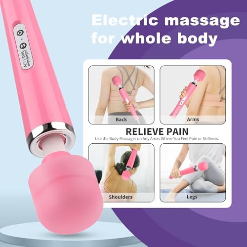 AEVEONE Wired Powerful Handheld Wand Massager, Strong Personal Vibration Massage for Sports Recovery, Back Muscle Aches, All Whole Body Pain (Pink) - Image 5