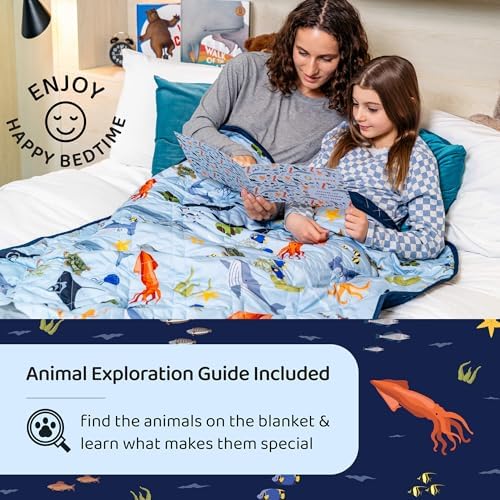 Aricove Kids Weighted Blanket, 5 lb, 36x48 inches, Small Size, Soft Cotton, Machine Washable, Blue/Ocean Animals - Image 5