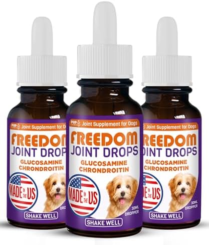 Pup Labs Freedom Joint Drops - Dog Joint Support Supplement with Human-Grade Ingredients - No Fillers, Preservatives, Additives, or Artificial Ingredients, 3 30 ml Droppers by PupLabs