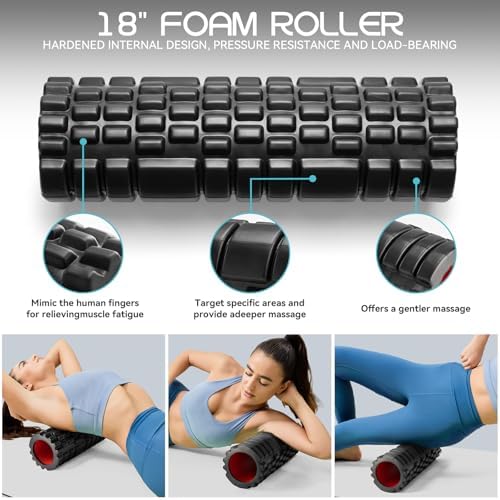 Krightlink 5-in-1 18" Foam Roller Set for Deep Muscle Massage Release - Image 2