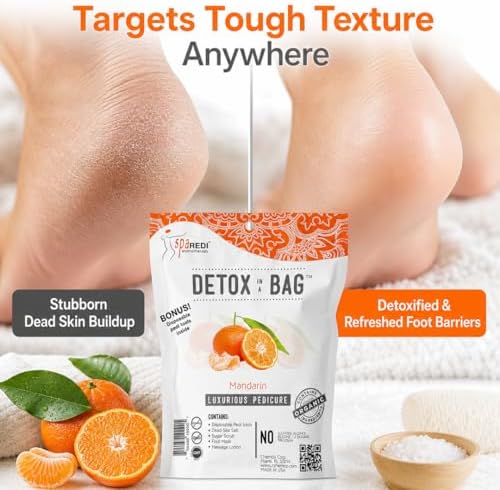 SPA REDI Detox In A Bag Pedicure Kit -Pedicure Massage for Tired Feet, Detoxifies and Refreshes Feet, Invigorating Mandarin - Image 6