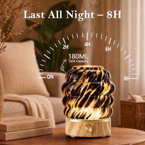Glass Essential Oil Diffuser for Home - 180ml Ultrasonic Cool Mist Aromatherapy Diffuser for Essential Oils with 7 Led Night Light & Auto Shut-Off Protection for Home Office Bedroom Gifts for Women - Image 5