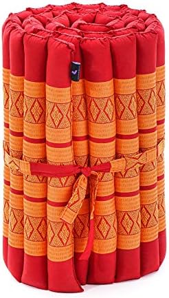 Leewadee - Foldable Floor Mattress - Japanese Roll Up Futon -Trifold Tatami Mat- Guest Floor Bed - Camping Mattress - Thai Massage Mat, Kapok Filled, 75 x 20 inches, Orange Red - Image 4