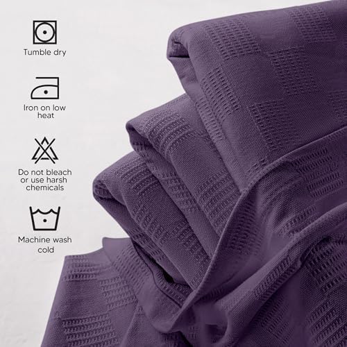 Utopia Bedding 100% Cotton Thermal Blanket Plum Queen, 90x90 Inches - Image 5