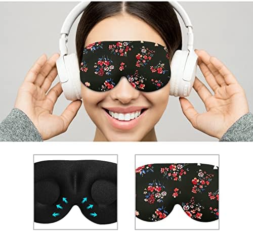 3D Sleep Mask, 100% Blackout 3D Contoured Sleep Eye Mask (Floral) - Image 6