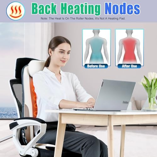 Shiatsu Back Massager with Heat, Massager Chair Pad for Pain Relief Deep Tissue with Smart Timer, Kneading Seat Cushion Vibration for Office, Home, and Travel Use - Image 3